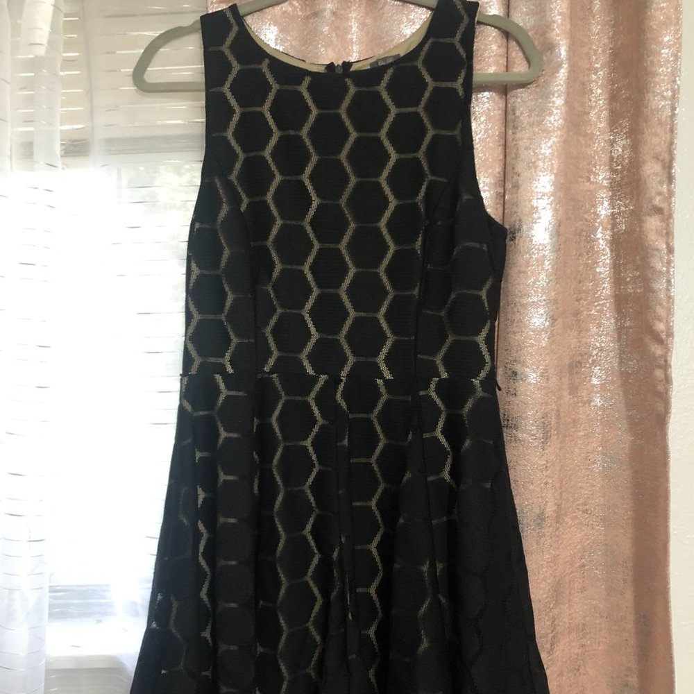 Black over Nude Sleeveless Dress - Large